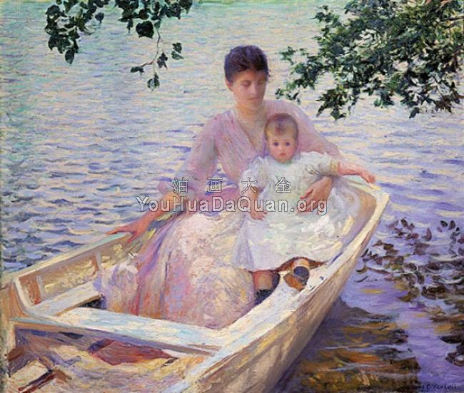 Mother and Child in a Boat - 埃德蒙·查尔斯·塔贝尔